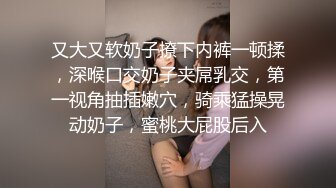 又大又软奶子撩下内裤一顿揉，深喉口交奶子夹屌乳交，第一视角抽插嫩穴，骑乘猛操晃动奶子，蜜桃大屁股后入