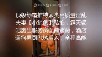 顶级绿帽推特人类高质量淫乱夫妻【小鲸鱼】私拍，露天餐吧露出服务员面前紫薇，酒店遛狗男厕PUA后入，全程高能