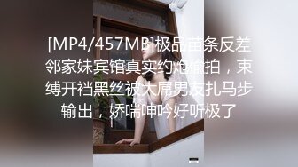 [MP4/457MB]极品苗条反差邻家妹宾馆真实约炮偸拍，束缚开裆黑丝被大屌男友扎马步输出，娇喘呻吟好听极了