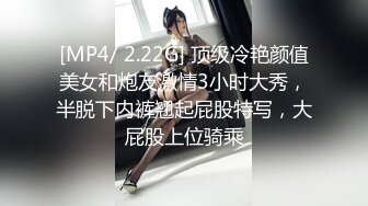 [MP4/ 2.22G] 顶级冷艳颜值美女和炮友激情3小时大秀，半脱下内裤翘起屁股特写，大屁股上位骑乘